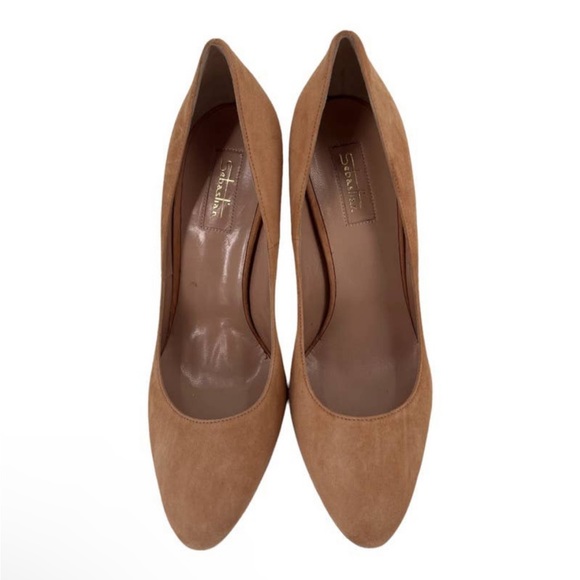SEBASTIAN Italy Pumps Sand Suede Leather Heels Size 38 NEW - Picture 6 of 13